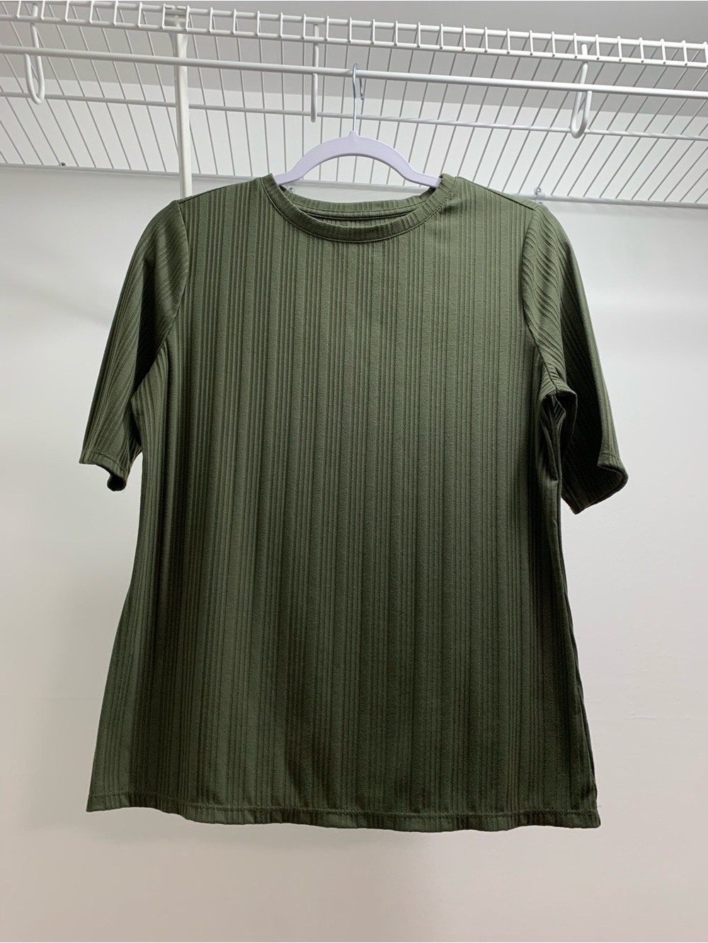 Nine West Green Short Sleeve Ribbed Tee